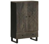 Walplus Highboard Black 60X33X100 Cm Solid Wood Mango