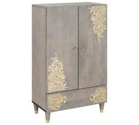 Walplus Highboard Grey And Gold 60 X 33.5 X 100 Cm Solid Mango Wood