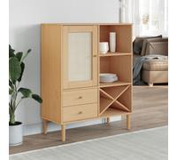 Walplus Highboard Senja Rattan Look Brown 90X40X112Cm Solid Wood Pine