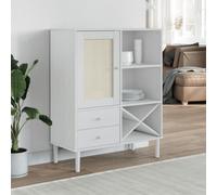 Walplus Highboard Senja Rattan Look White 90X40X112Cm Solid Wood Pine