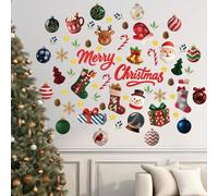 WALPLUS Holly Jolly Christmas Wall Stickers Set, 159-Piece Holiday Decals for Festive Home, Kids Room, Nursery & Party Decorations