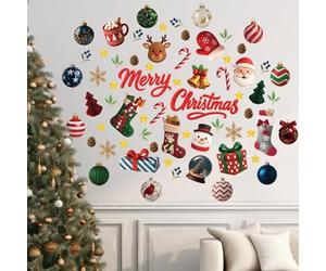 WALPLUS Holly Jolly Christmas Wall Stickers Set, 159-Piece Holiday Decals for Festive Home, Kids Room, Nursery & Party Decorations