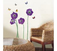 Walplus Huge Flowers Wall Stickers - Office Home Decoration ,50cm x 70cm, Transparent, PVC , Removable, Self-Adhesive, Violet