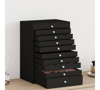 Walplus Jewellery Box 10 Layer With Watch Holders Black 29X20.5X40.5 Cm