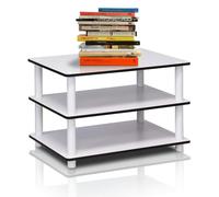 WALPLUS Just 3-Tier No Tools Coffee Table, White w/White Tube Center Table Minimalist Clutter-Free Design For Small Spaces (White, 3 Tier)