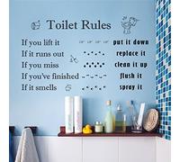 WALPLUS Kitchen Quote Art Mural Toilet Rules English Wall Stickers Removable Self-Adhesive Mural Art Decals Vinyl Home Decoration DIY Living Bedroom Decor Wallpaper Family Words Gift Stick on Wall
