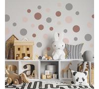 Walplus Large Polka Dots Boho Natural X 2 Kids Sticker Pvc Brown, Grey