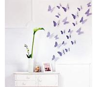 Walplus Lavender 3D Butterfly 10x6 cm Wall Stickers Removable Self-Adhesive Mural Art Decals Vinyl Home Decoration DIY Living Bedroom Office Décor Wallpaper Kids Room Gift