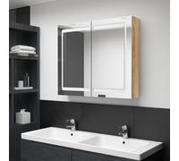 Walplus Led Bathroom Mirror Cabinet Oak 80X12X68 Cm