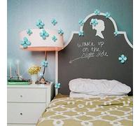 Walplus Light Blue 3D Crystal Flowers Art Decals Home Restaurant Removable Self-Adhesive Wall Sticker, Light Blue, 10 x 18 x 3.5 cm, 12-Piece