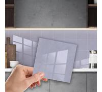 WALPLUS Light Grey Marble Tile Stickers 15.24 x 15.24 cm, 24 PCS Peel and Stick Self Adhesive Wall Tiles, Waterproof Kitchen Bathroom Splashback Decals
