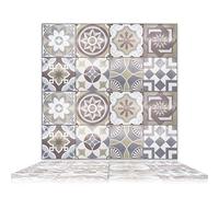WALPLUS Limestone Spanish 16 Sheets Glossy 3D Tile Stickers 15cm (6") Wall Splashbacks Vinyl Stick on Tiles Splashback Peel and Stick Bathroom Kitchen Decor Tile Paint Spring Easter Decoration