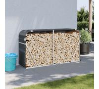 Walplus Log Holder Anthracite 180X45X100 Cm Galvanised Steel