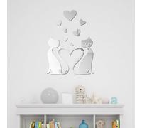 Walplus Mirror Wall Art Crystal Lovely Cat Wall Stickers Removable Self-Adhesive Mural Decals Vinyl Home Decoration DIY Living Bedroom Office Décor Kids Room, Silver