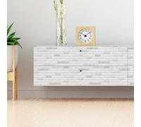 Walplus Lux Touch Light Marble Long Peel And Stick Wall 2D Tiles Stickers - 12Pcs Adhesive Stick On Tiles For Kitchen 28.5X14Cm