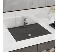 Walplus Luxury Basin With Faucet Hole Matt Dark Grey 60X46 Cm Ceramic