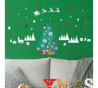 Walplus Magical Xmas Tree And Village Christmas Wall Stickers Living Room Diy Home Decorations