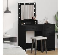 Walplus Makeup Table With Led Lights - Black Oak, 50X41X135 Cm