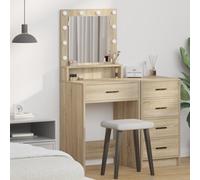 Walplus Makeup Table With Led Lights In Sonoma Oak - 50X41X135 Cm