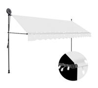 Walplus Manual Retractable Awning Sun Shade Canopy For Patio Garden Balcony, Restaurant With Led 400 Cm Cream