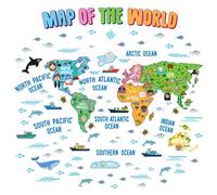 Walplus Map Of The World Kids Sticker Pvc Blue