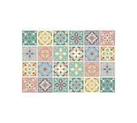 WALPLUS Marbella Colourful Spanish Tile Stickers 15 x 15 cm, 24 PCS Peel and Stick Self Adhesive Wall Tiles, Waterproof Kitchen Bathroom Splashback Decals