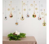 Walplus Matt Gold And Silver Christmas Ornaments Wall Stickers Set Decoration Decal Diy