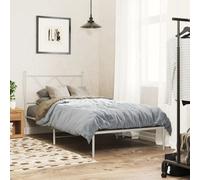 Walplus Metal Bed Frame Without Mattress With Headboard White 90X200Cm