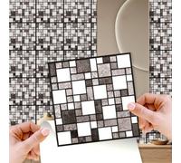 Walplus Metallic Silver Grey Stone Mosaic Metallic Peel And Stick Wall Tiles - 120Pcs 15X15Cm Self Adhesive Tile Sticker
