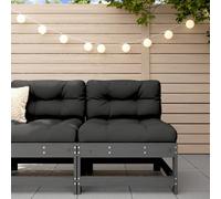 Walplus Middle Sofa With Cushions Grey Solid Wood Pine