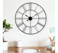 Walplus Minimalist Slim Roman Numerals Large Iron Wall Clock - Vintage Look Clock For Indoor, Livingroom, & Hallway - 56Cm X 56Cm