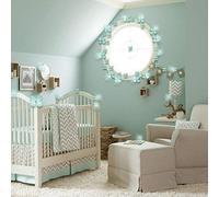 Walplus Mint 3D Crystal Flowers Art Decals Home Restaurant Removable Self-Adhesive Wall Sticker, Mint, 10 x 18 x 3.5 cm, 12-Piece