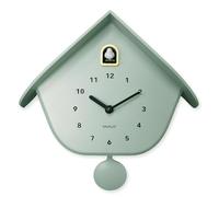 WALPLUS Minty Green Pastel Cuckoo Clock 32.5cm with Removable Pendulum, Birdhouse Design, White Cuckoo Bird.