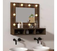 Walplus Mirror Cabinet With Led Brown Oak 60X31.5X62 Cm