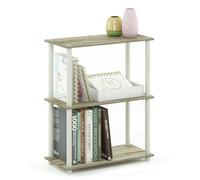 WALPLUS Modern Turn-N-Tube 3-Tier Compact Multipurpose Shelf Display Rack, Sonoma Oak/White for Bedroom