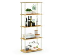 WALPLUS Modern Turn-N-Tube 5-Tier Multipurpose Shelf Display Rack with Classic Tubes, Beech/White for Study Room