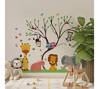 WALPLUS Monkey Animal Forest Tree Wall Stickers for Kids Nursery Bedroom Room Decor