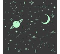 WALPLUS 131Pcs Wall Stickers Glow in Dark Stars and Moon Removable Self-Adhesive Mural Art Decals Vinyl Home Decoration DIY Living Bedroom Office Décor Wallpaper Kids Room Gift
