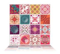 Walplus Moroccan Rose Mandala Mix Peel And Stick Wall Tiles Stickers - 32Pcs Self Adhesive Stick On Tiles For Kitchen Bathroom