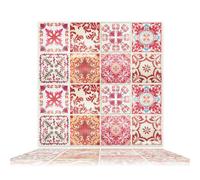 WALPLUS Moroccan Rose Red Mosaic Glossy 3D Sticker Tile 15.4 cm (6 in) - 16pcs in a pack