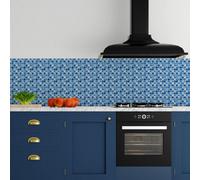 Walplus Mother Pearl Blue Jewel Mosaic Peel And Stick Wall Tiles Stickers - 72Pcs Adhesive Stick On Tiles For Kitchen 15X15Cm