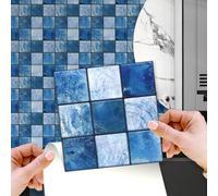 Walplus Mother Pearl Blue Jewel Peel And Stick Wall Tiles Stickers - 120Pcs Self Adhesive Stick On Tiles For Kitchen 15Cm (6Inch)