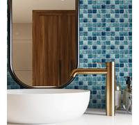 Walplus Mother Pearl Turquoise Jewel Peel And Stick Wall Tiles Stickers - 96Pcs Adhesive Stick On Tiles For Kitchen 15X15Cm (6In)