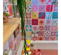 Walplus Multicolour Mandalas Combo Mix Peel And Stick Wall Tiles Sticker - 144Pcs Self Adhesive Stick On Tiles For Kitchen