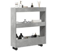 Walplus Narrow Storage Trolley 3 Tier Concrete Grey Engineered Wood