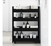 Walplus Narrow Storage Trolley Black Oak 60 X 20 X 82 Cm