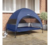 Walplus Navy Blue Raised Dog Bed With Removable Roof 127X81X108Cm Fabric And Steel