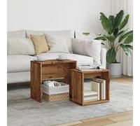 Walplus Nesting Coffee Tables 2 Pcs Old Wood Engineered Wood