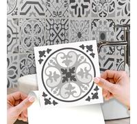 WALPLUS Novi Light Grey Cement Azulejo Tile Stickers 15 x 15 cm, 24 PCS Peel and Stick Self Adhesive Wall Tiles, Waterproof Kitchen Bathroom Splashback Decals
