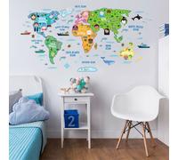 Walplus Nursery Map World Educational Mural Wall Sticker Decal Decoration 200Cm X 100Cm Kids Sticker Pvc Multicoloured